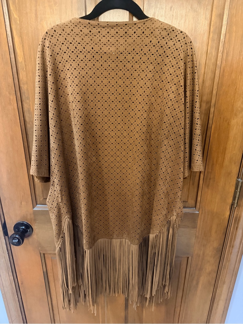 Buffalo David Bitton Camel Laser-Cut Fringe Open Front Kimono - Picture 5 of 5